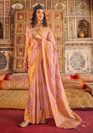 Picture of Statuesque Georgette & Silk Light Pink Saree