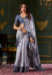 Picture of Excellent Silk Light Steel Blue Saree