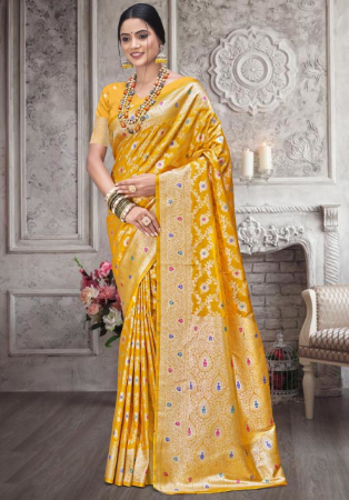 Picture of Delightful Silk Yellow Saree