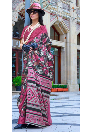 Picture of Good Looking Crepe & Satin Brown Saree