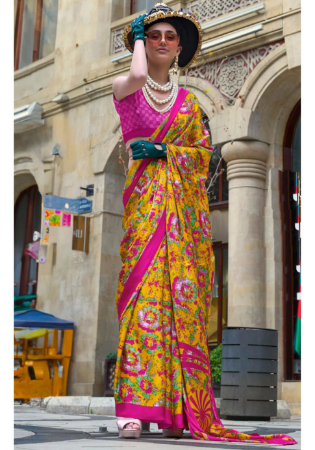 Picture of Well Formed Crepe & Satin Orange Saree