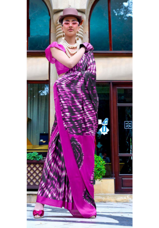 Picture of Fine Crepe & Satin Dark Magenta Saree