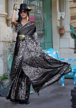 Picture of Splendid Crepe & Satin Dark Slate Grey Saree