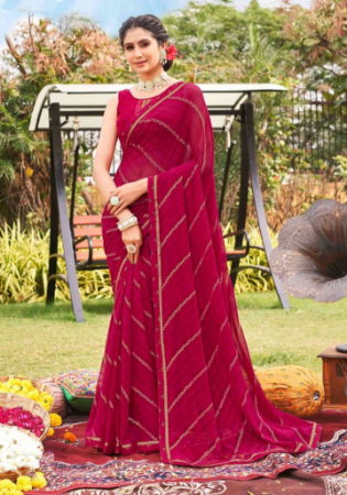 Picture of Graceful Georgette & Silk Dark Red Saree