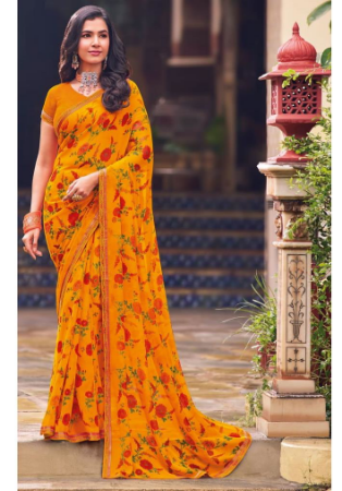 Picture of Appealing Georgette Dark Orange Saree