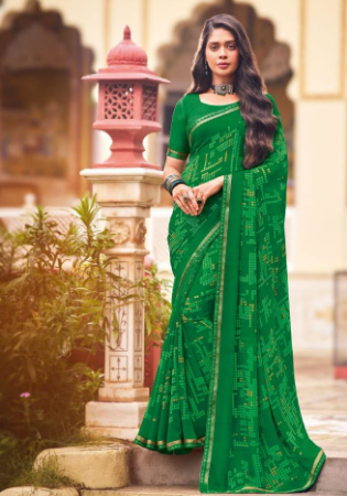 Picture of Pretty Georgette Green Saree