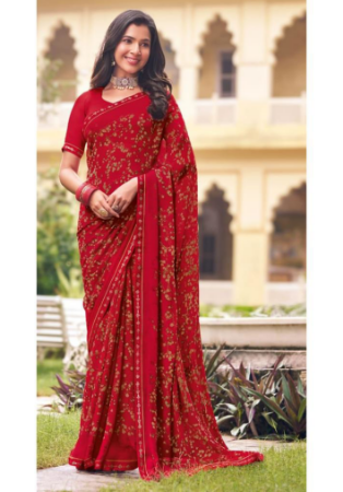 Picture of Graceful Georgette Maroon Saree