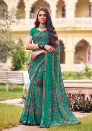 Picture of Radiant Georgette Dark Cyan Saree