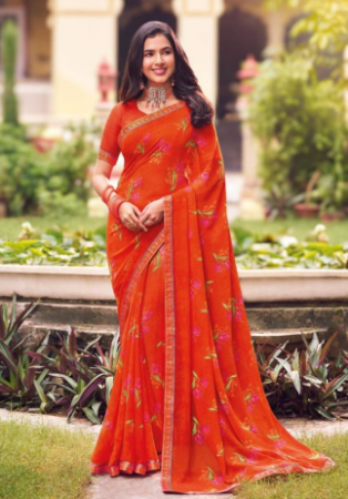 Picture of Ravishing Georgette Chocolate Saree