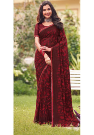 Picture of Excellent Georgette Maroon Saree