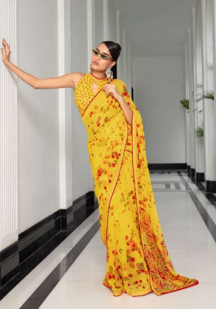 Picture of Graceful Georgette Golden Rod Saree