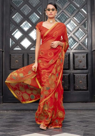 Picture of Alluring Georgette Chocolate Saree