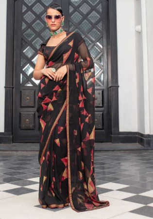 Picture of Graceful Georgette Black Saree