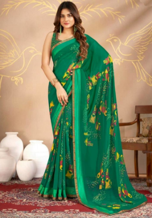 Picture of Alluring Georgette Teal Saree