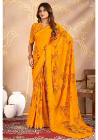 Picture of Superb Georgette Orange Saree