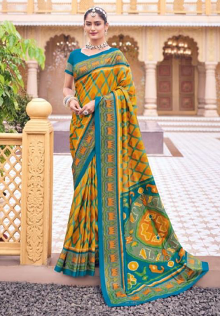 Picture of Marvelous Silk Dark Golden Rod Saree