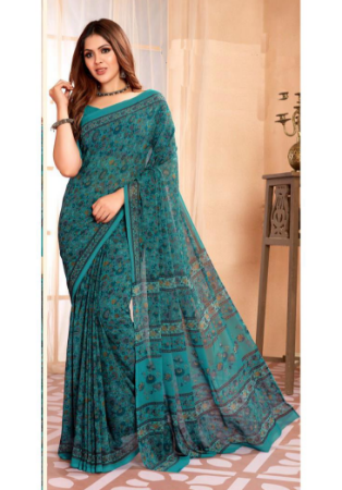 Picture of Taking Georgette & Silk Dark Slate Grey Saree