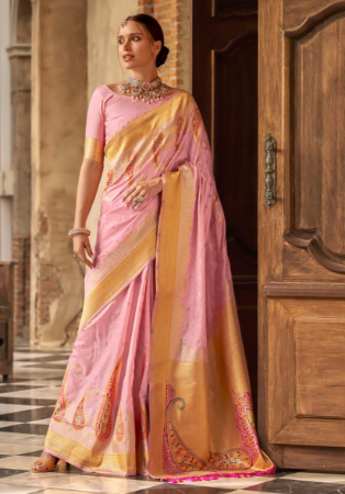 Picture of Excellent Silk Pale Violet Red Saree