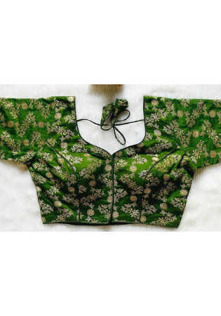 Picture of Pretty Silk Dark Green Designer Blouse