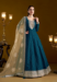 Picture of Well Formed Chiffon Teal Anarkali Salwar Kameez