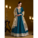 Picture of Well Formed Chiffon Teal Anarkali Salwar Kameez