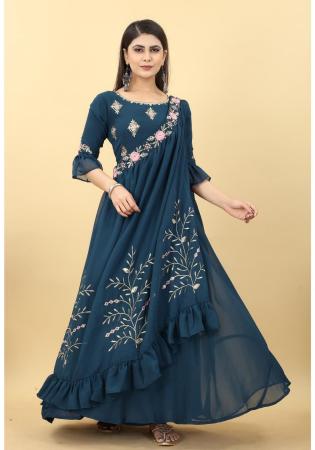 Picture of Ideal Georgette Dark Slate Grey Readymade Gown