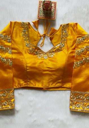 Picture of Exquisite Silk Dark Golden Rod Designer Blouse