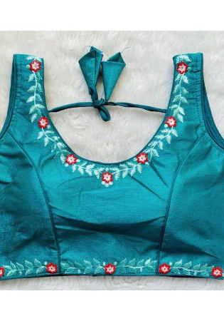 Picture of Taking Silk Teal Designer Blouse