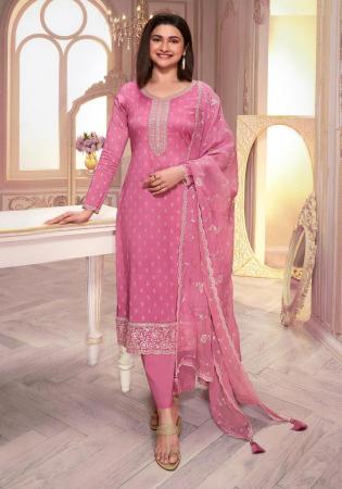 Picture of Georgette & Silk Pale Violet Red Straight Cut Salwar Kameez