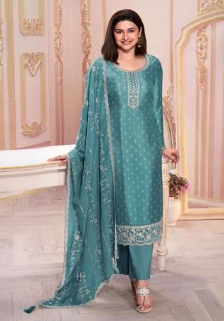 Picture of Georgette & Silk Dark Slate Grey Straight Cut Salwar Kameez