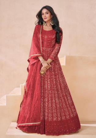 Picture of Excellent Georgette Indian Red Anarkali Salwar Kameez