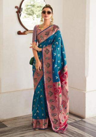 Picture of Good Looking Silk Navy Blue Saree