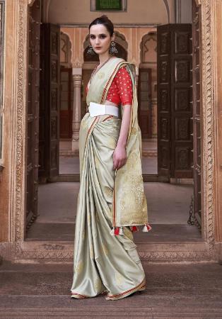 Picture of Amazing Satin & Silk Grey Saree