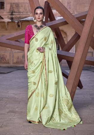 Picture of Splendid Satin & Silk Dark Sea Green Saree