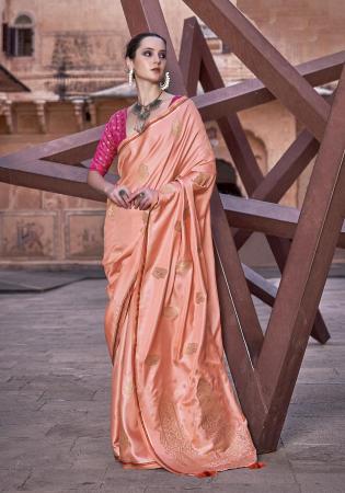 Picture of Lovely Satin & Silk Light Pink Saree