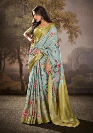 Picture of Radiant Cotton & Silk Dark Sea Green Saree