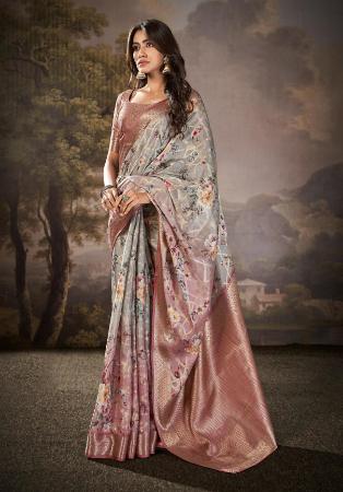 Picture of Amazing Cotton & Silk Dark Grey Saree