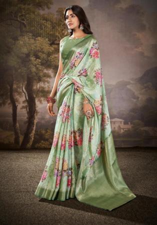 Picture of Classy Cotton & Silk Dark Sea Green Saree