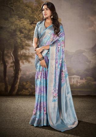 Picture of Stunning Cotton & Silk Cadet Blue Saree