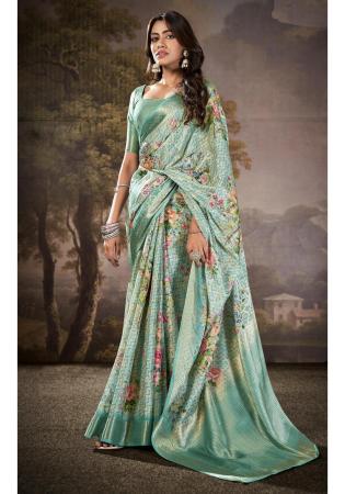 Picture of Resplendent Cotton & Silk Cadet Blue Saree