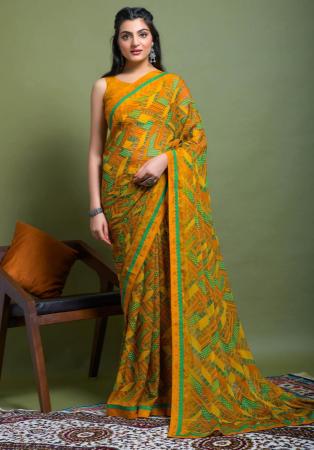 Picture of Stunning Chiffon Dark Orange Saree