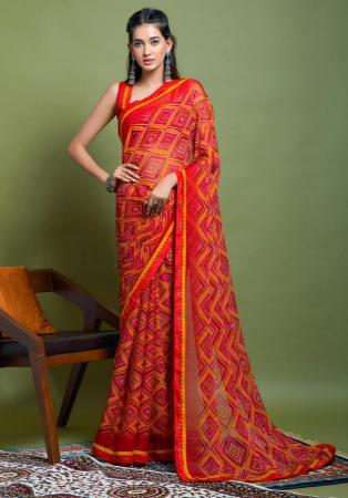 Picture of Superb Chiffon Crimson Saree