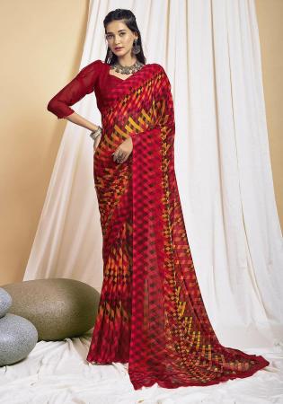 Picture of Radiant Chiffon Saddle Brown Saree