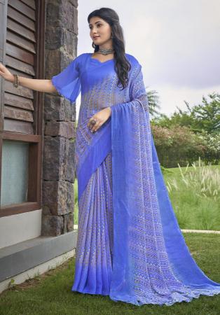 Picture of Charming Chiffon Steel Blue Saree