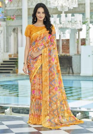 Picture of Lovely Chiffon Tomato Saree