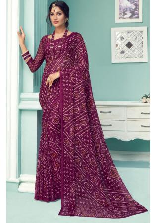 Picture of Lovely Chiffon Maroon Saree