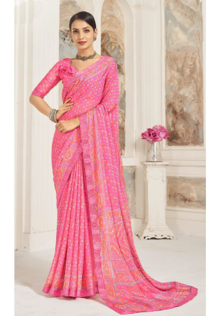 Picture of Fascinating Chiffon Hot Pink Saree