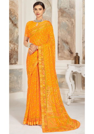 Picture of Grand Chiffon Orange Saree