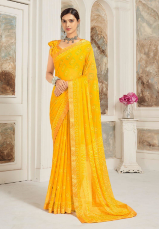 Picture of Pretty Chiffon Orange Saree