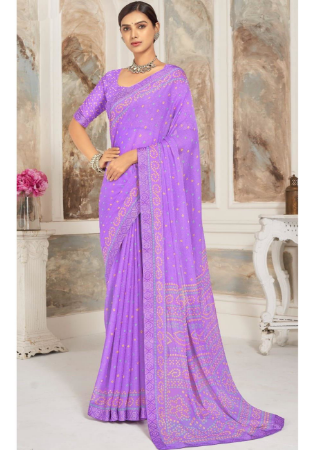 Picture of Comely Chiffon Medium Slate Blue Saree